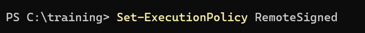 PowerShell prompt running Set-ExecutionPolicy RemoteSigned